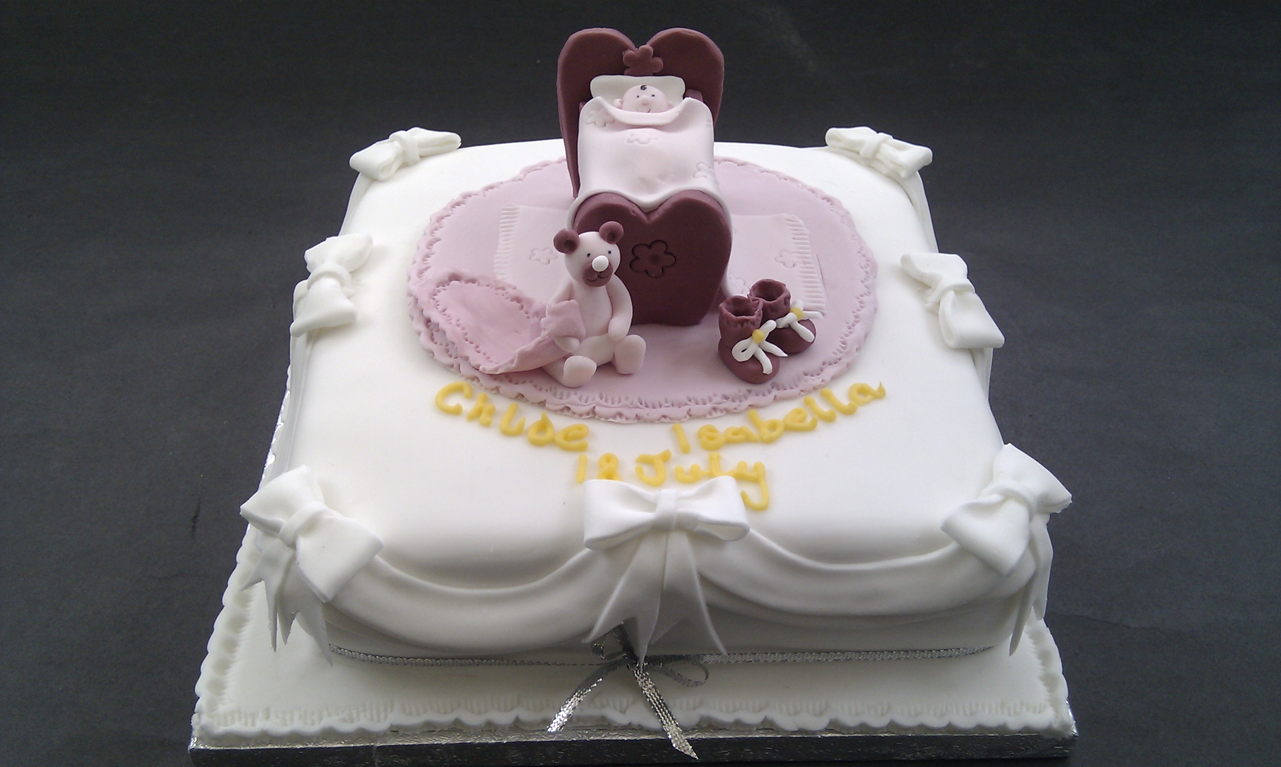 Christening Cake with Bows
