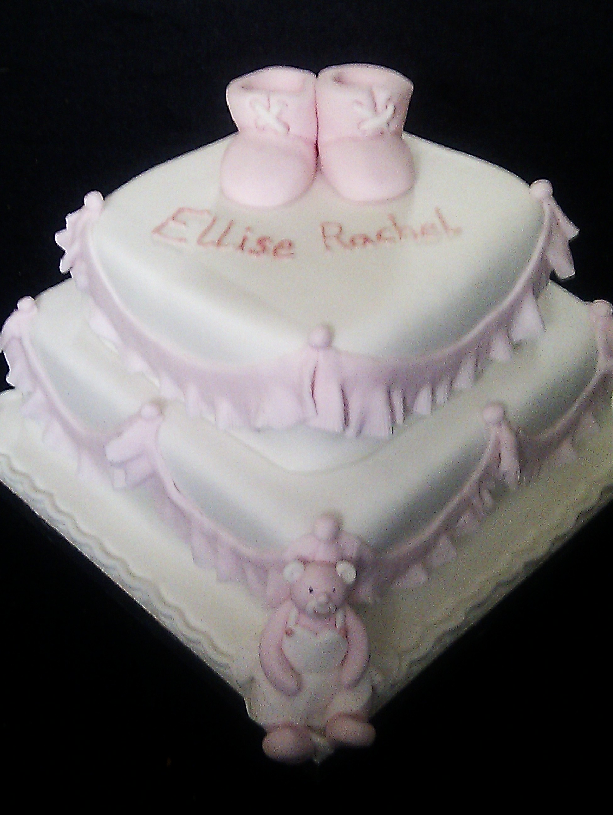 Pink Bootie Christening Cake